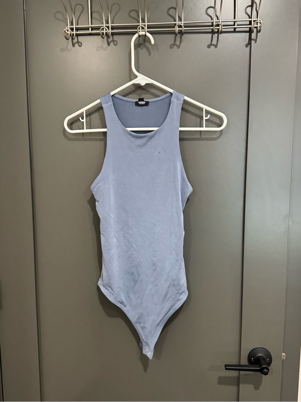 Express Light Blue Scoop Neck Bodysuit